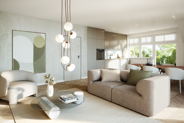 Interieurdesign und Architekturvisualisierung für ein Mehrfamilienhaus zur Unterstützung bei der Vermarktung in Rheine